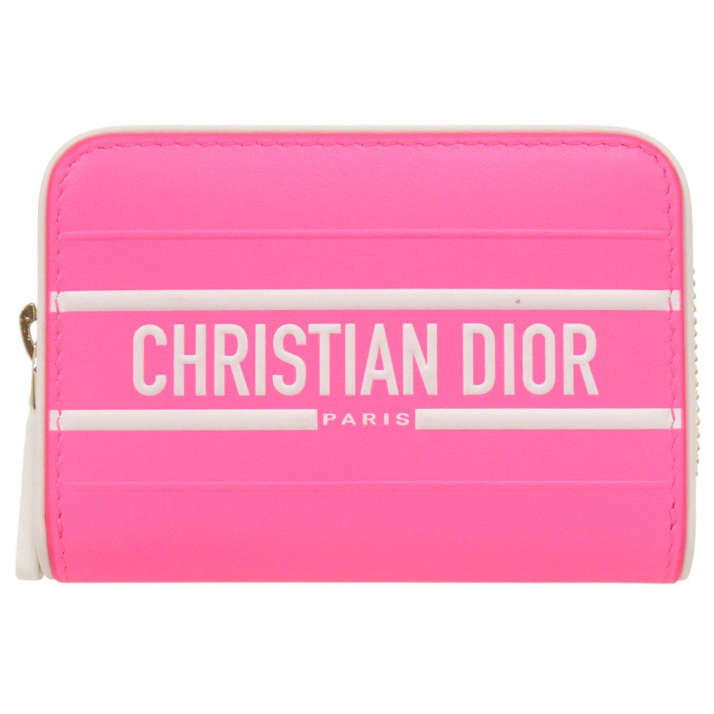 Christian Dior 43-MA-0232 Leather Pink Wallet/Coin Purse/Card Case/Business C...